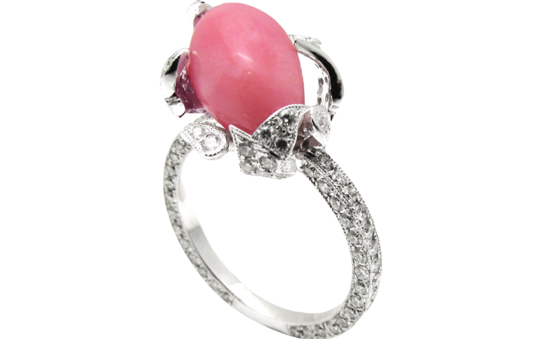 Royal Conch Pearl and Diamond Ring