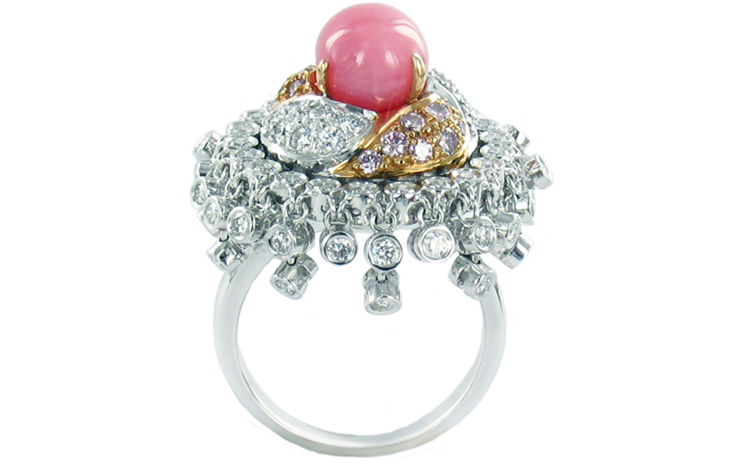 Royal Conch Pearl and Diamond Ring by Hatta
