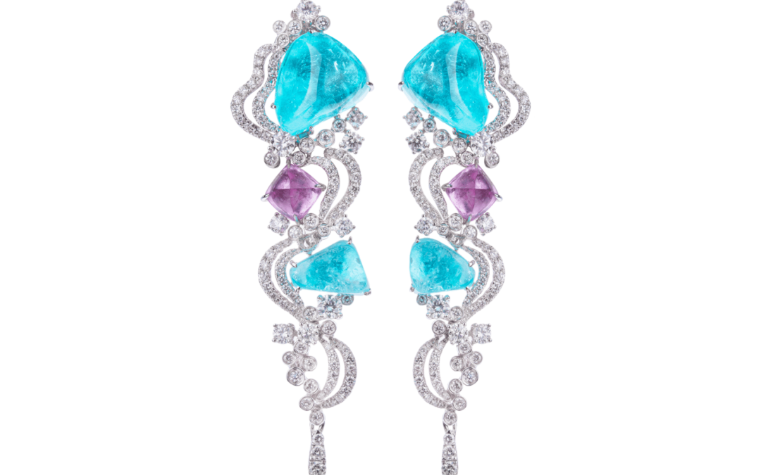 Royal Fancy Paraiba and Diamond Earrings by Hatta