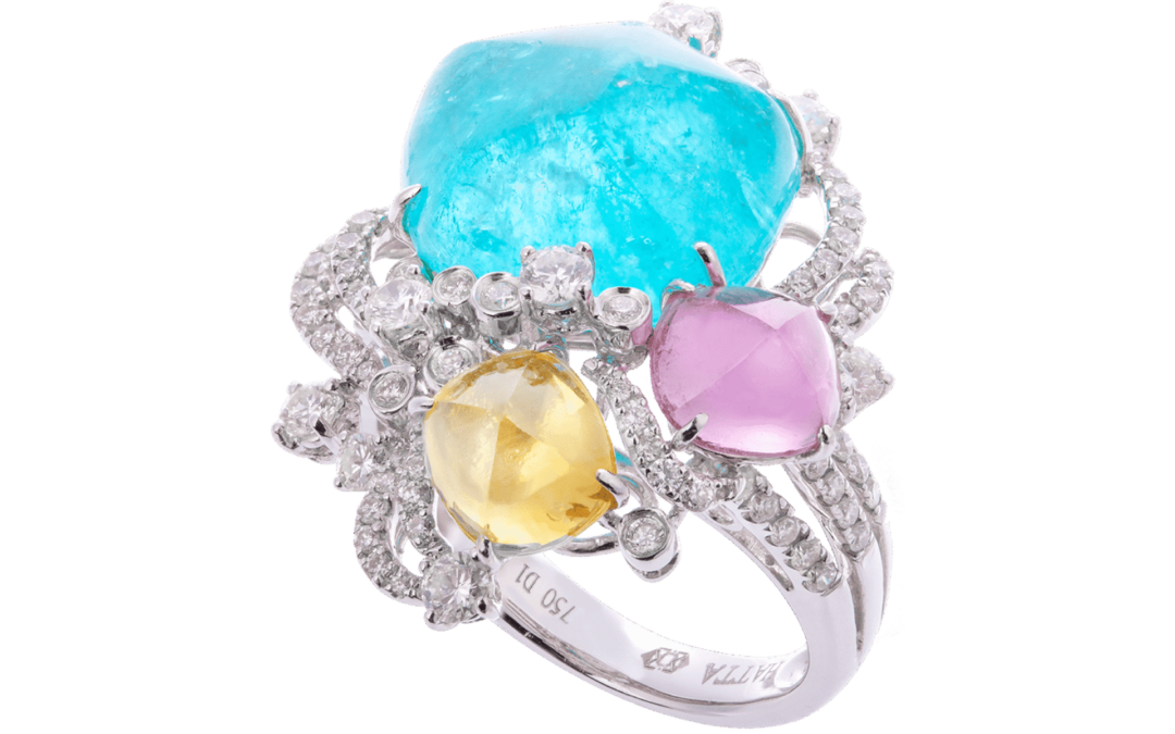 Royal Paraiba and Diamond Ring by Hatta