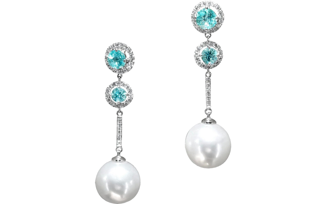 Royal Paraiba and intense Diamond Earrings by Hatta