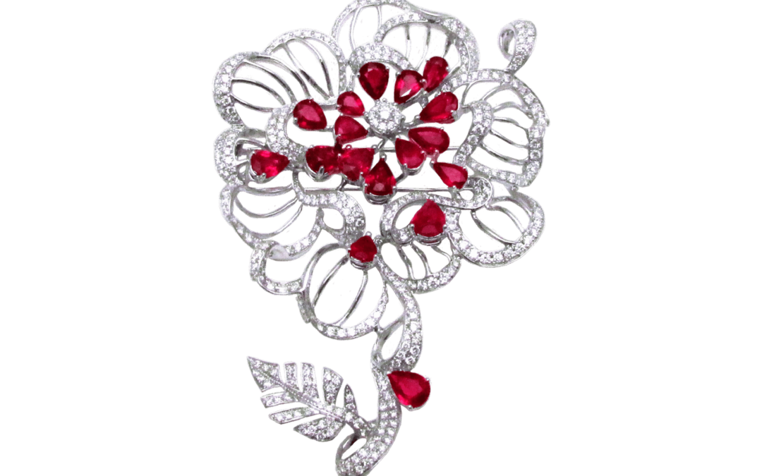 Royal Ruby and Diamond Brooch