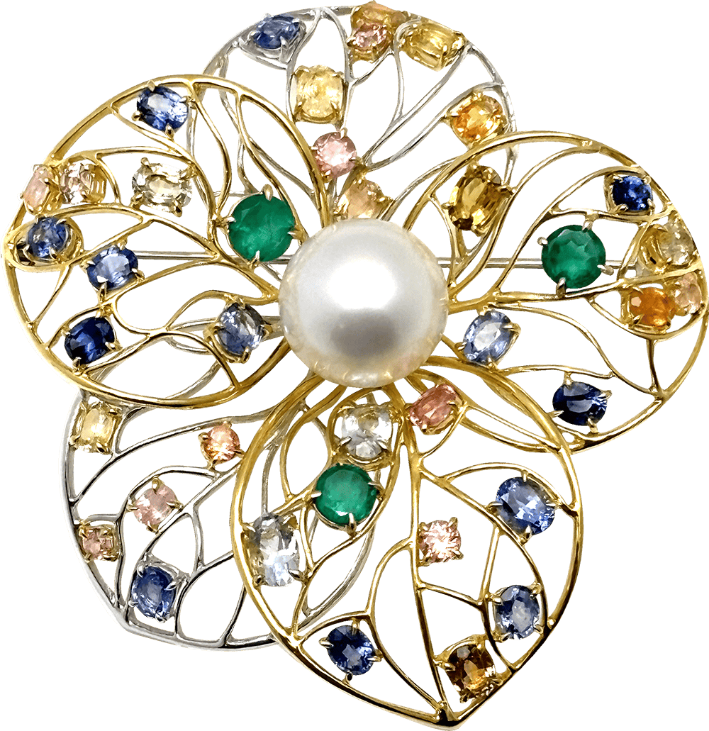 White South Sea Pearl Diamond Brooch