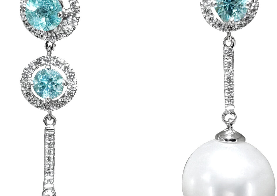 Royal Paraiba and intense Diamond Earrings by Hatta