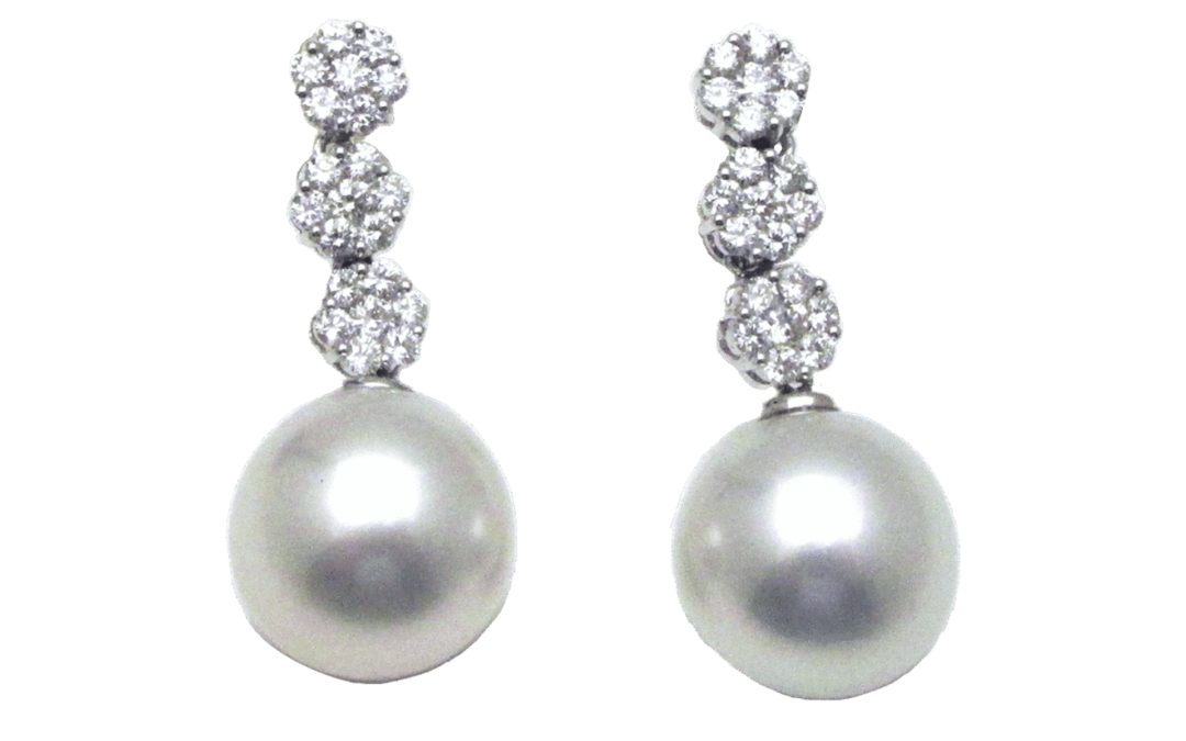 White South Sea Pearl Diamond Earrings