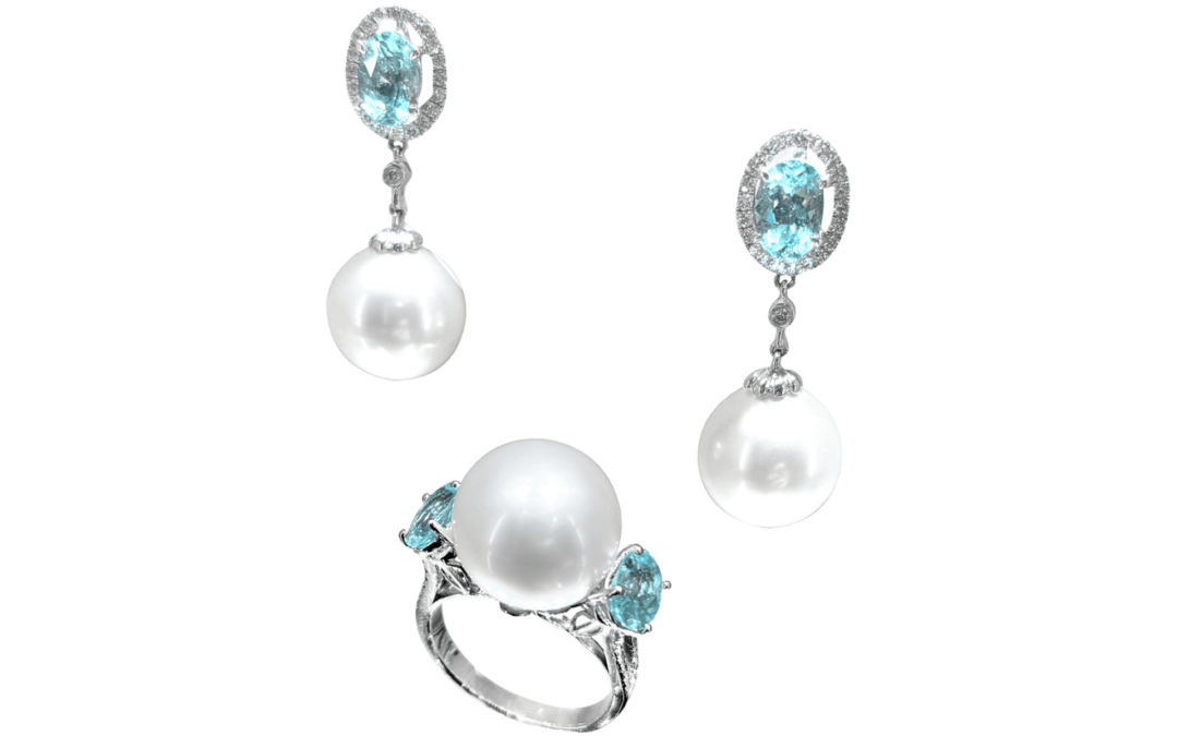 White South Sea Pearl Paraiba Diamond Suite